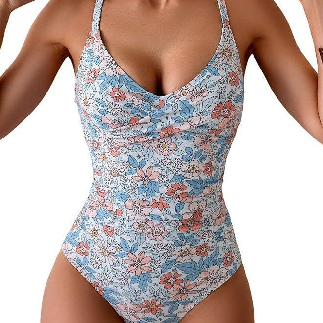 Bikini Sexy Foreign Trade One-piece Swimsuit Female Contrast Color Personality