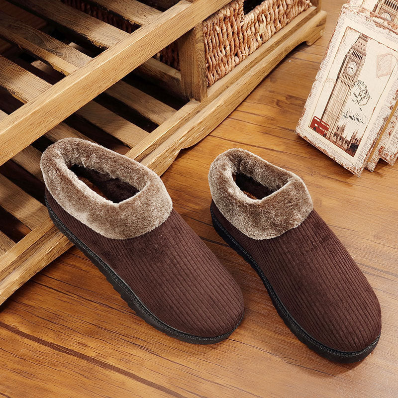 Winter Men's New Casual Cotton Shoes Tendon Thickening Bottom Home Warm Shoes Men's Plus Velvet Thick Cotton Boots Men