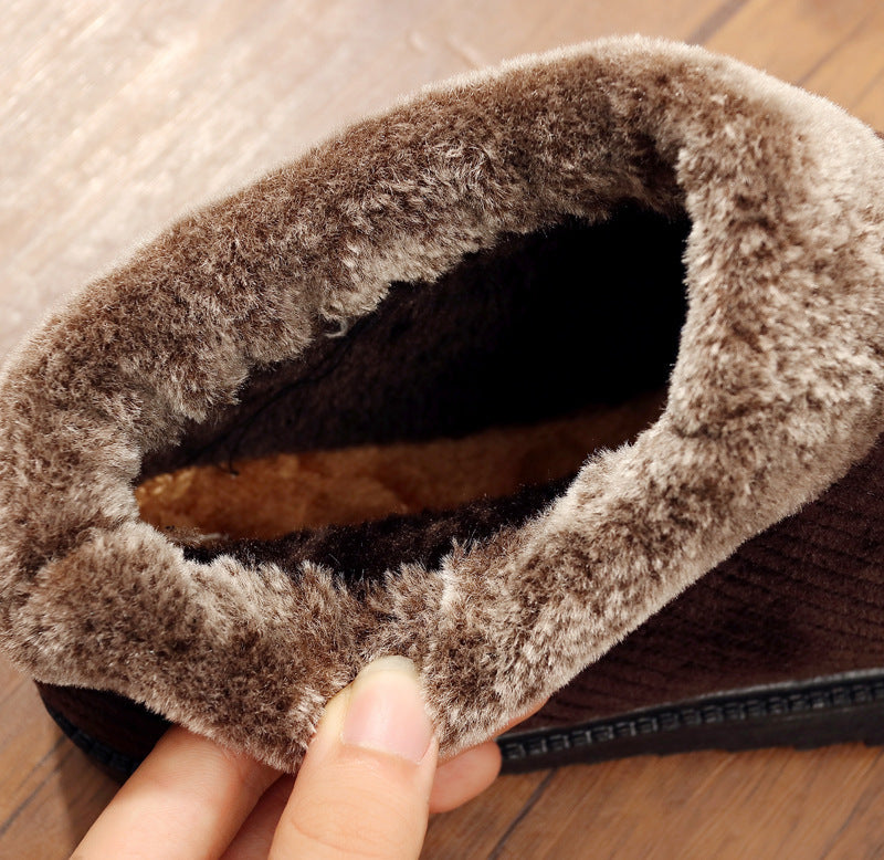 Winter Men's New Casual Cotton Shoes Tendon Thickening Bottom Home Warm Shoes Men's Plus Velvet Thick Cotton Boots Men