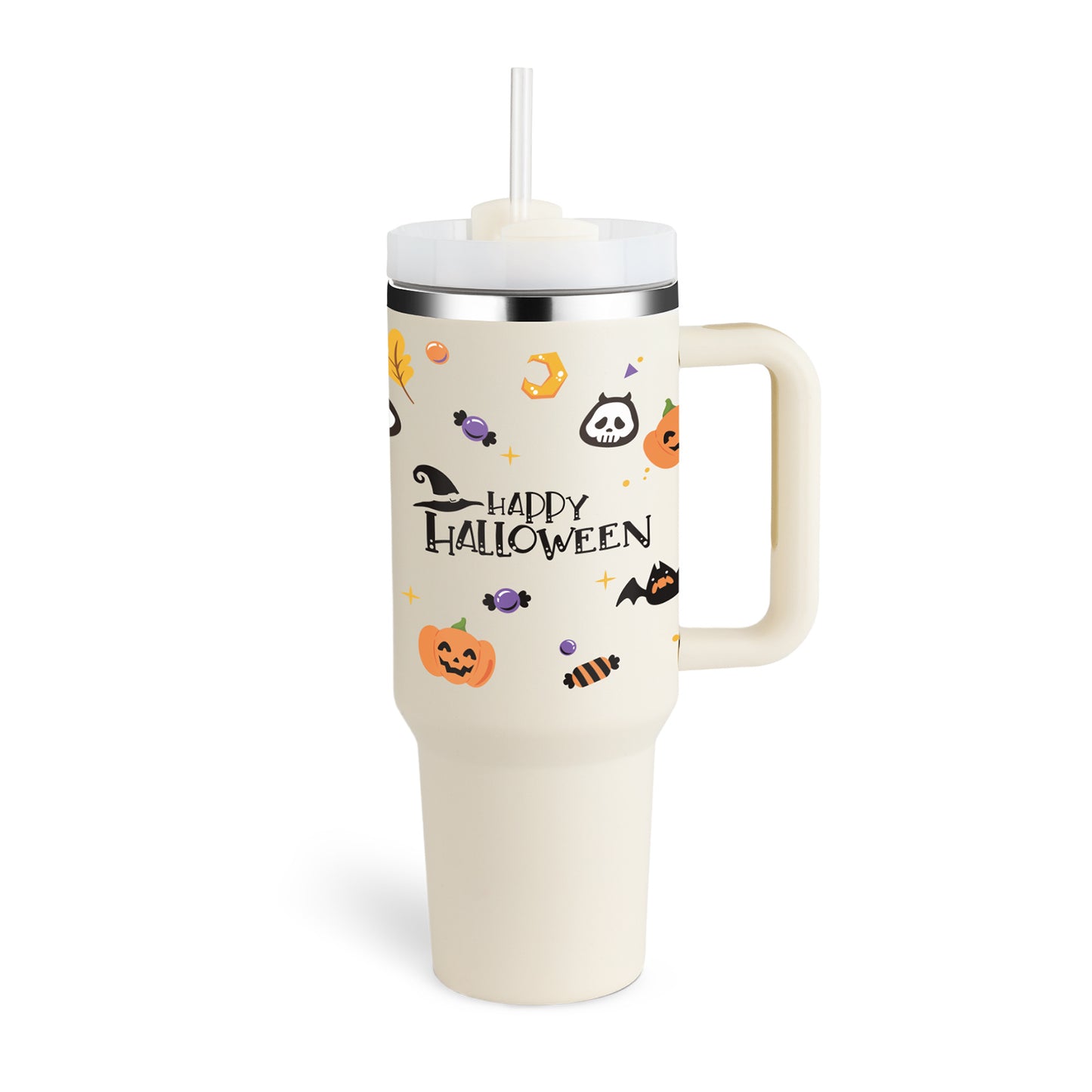 40 Oz Tumbler With Handle Straw, Insulated, and Stainless Steel