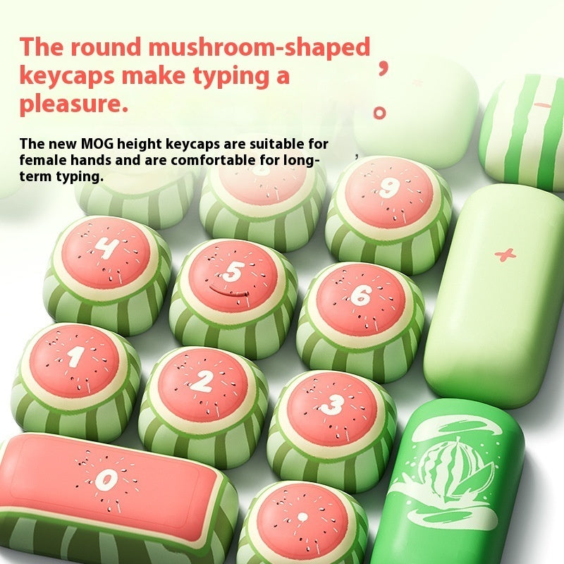 Watermelon Theme Five-sided Sublimation MOG Height PBT Small Steamed Bun Key Cap Mushroom Type