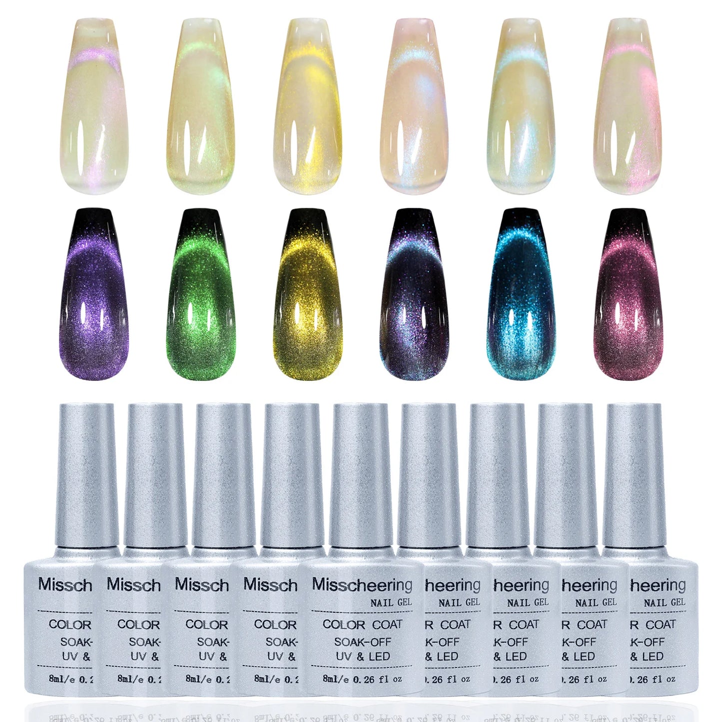 Aurora Blue Tears Cat Eye Magnetic Gel Nail Polish Sparkling Shimmer Fairy Crystal Magnetic Gel Nail Polish for DIY Charm Nails