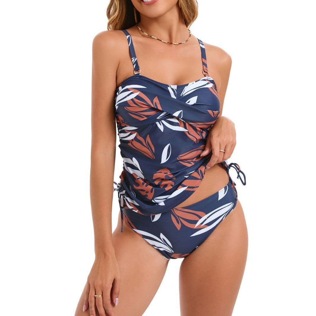Women's Swimsuit Two-piece Skirt Swimwear Printed