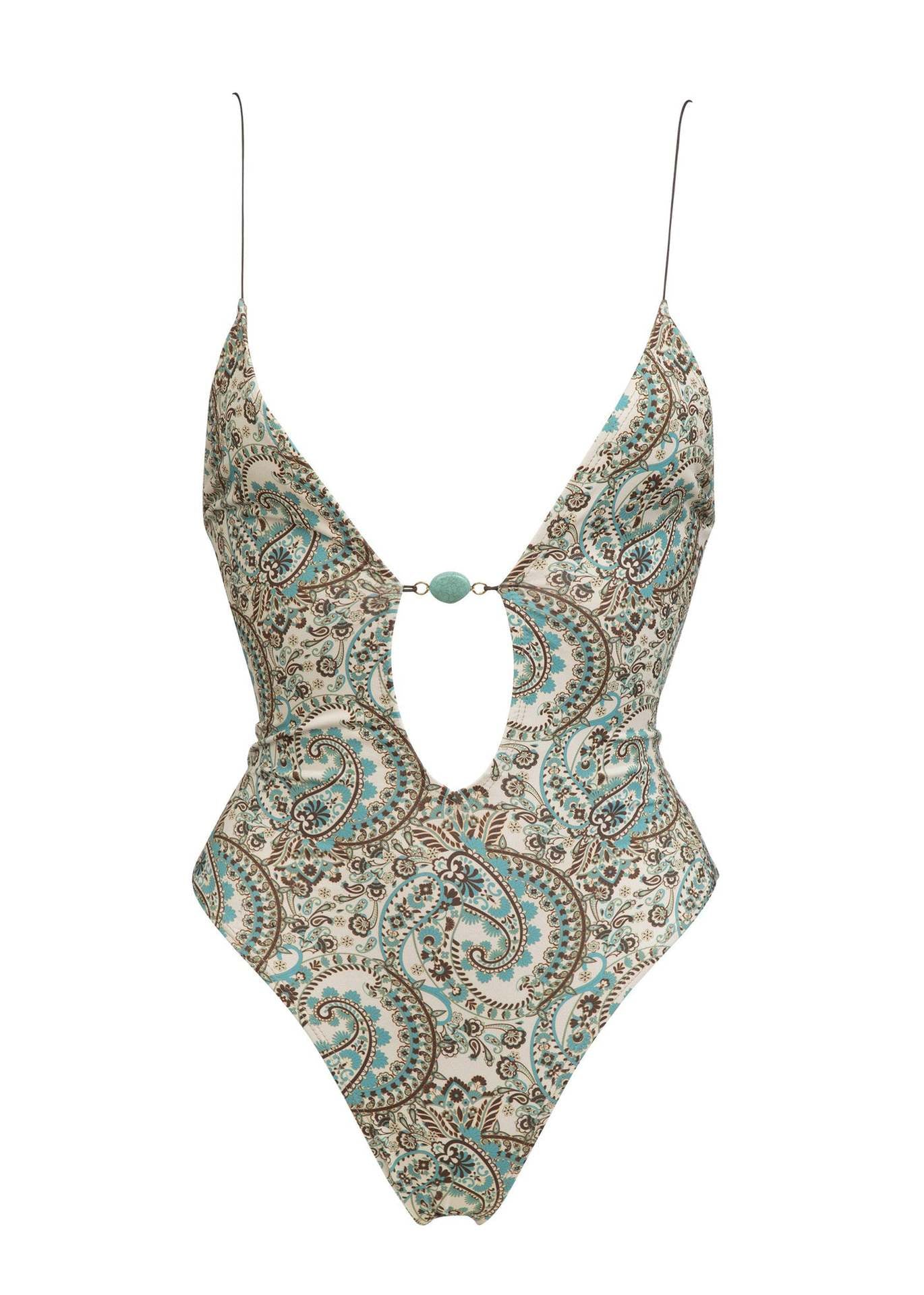 Sexy Deep V One-piece Swimsuit Female Summer Hot Girl Printed Lace Up Backless Swimsuit