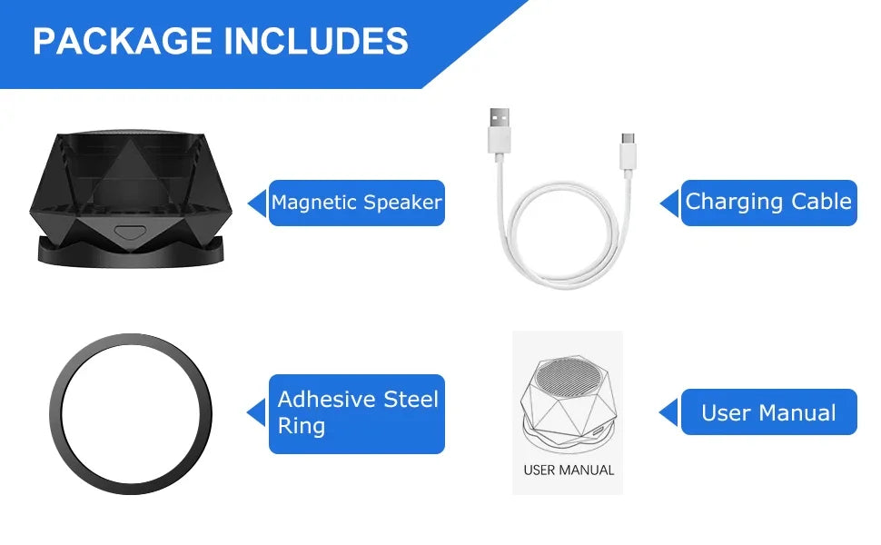 Mini Magnetic Bluetooth Speaker with RGB Lights - Portable Wireless Speaker, Phone Stand & TWS Pairing for IPhone/Android