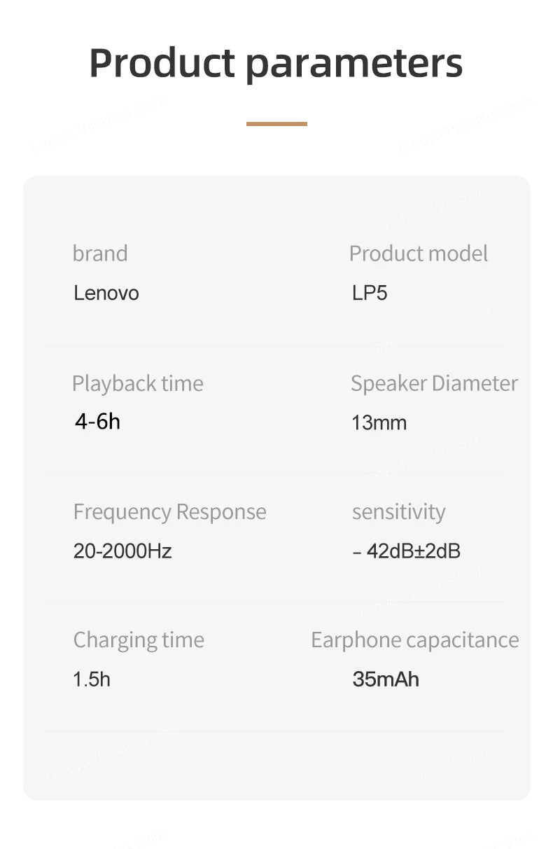 Original Lenovo LP5 TWS Wireless Bluetooth Earphone Long Battery Life Sports Headphone Dual Mode Gaming HD Call Headset With Mic