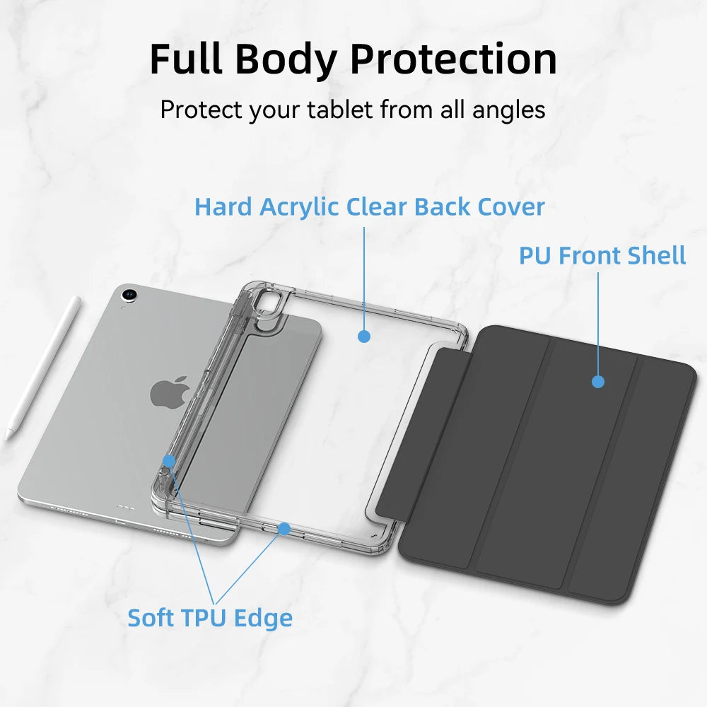 For 2024 iPad Air 6 Case iPad Air 5 6 11 iPad Pro 11 12.9 13 10 Gen 10.2 9th 8th 7th 9.7 6th 5th Mini 7 6 Case With Pen Holder