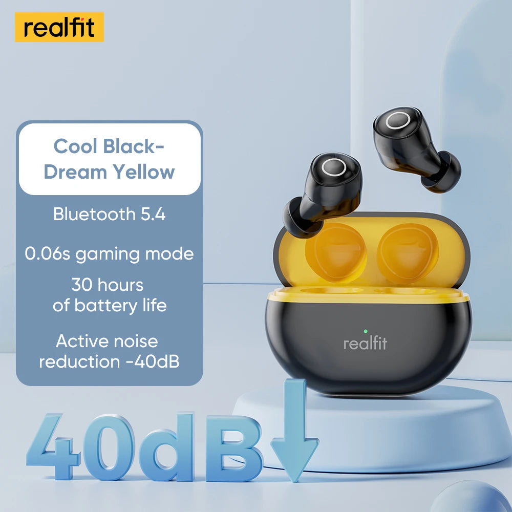 Realfit F4 Mini ANC Bluetooth Earphones 40dB Active Noice Cancellation HIFI Heavy Bass Wireless Earbuds for realme xiaomi
