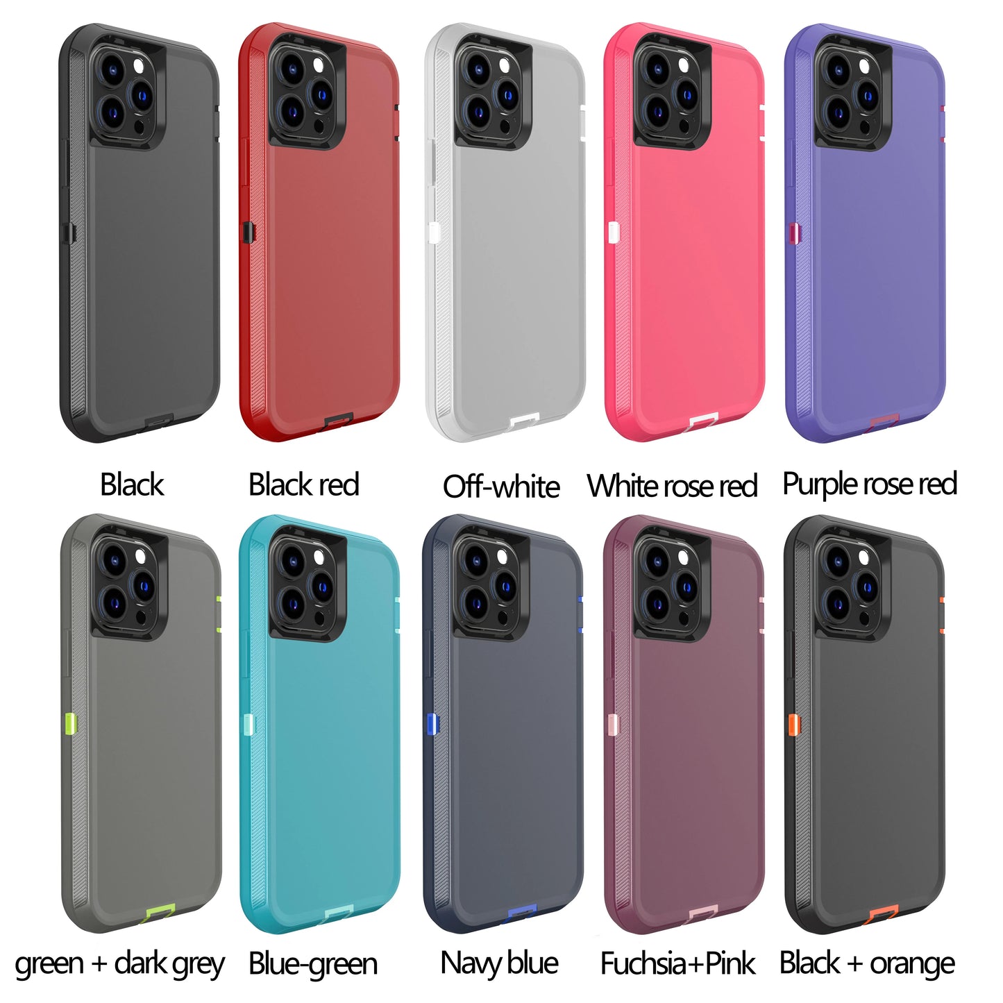 3 IN 1 Heavy Duty Armor Shockproof Dust-Proof Case For iPhone 15 14 13 12 11 16Pro MAX MINI XSMAX XR X XS SE 6 7 8 PLUS Cover