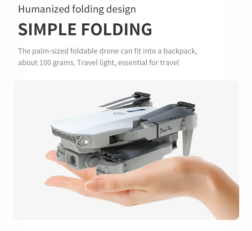 New E88Pro RC Drone 4K Professinal With 1080P Wide Angle Dual HD Camera Foldable RC Helicopter WIFI FPV Height Hold Apron Sell