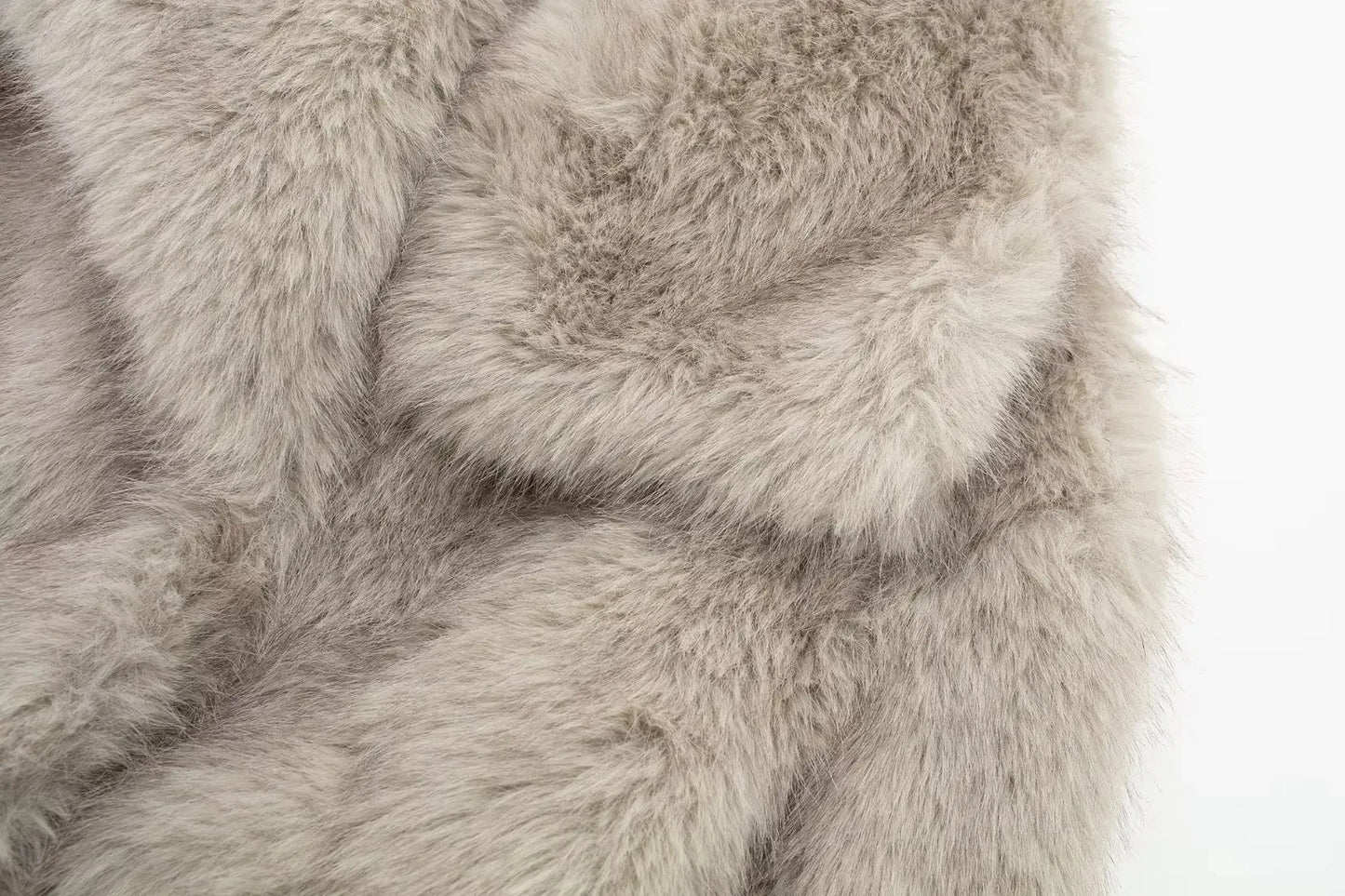 TRAFZA Women Fashion Cropped Faux Fur Jacket Coat Long Sleeve Front Snap-button Female Outerwear Chic Lapel Collar Thick Coat
