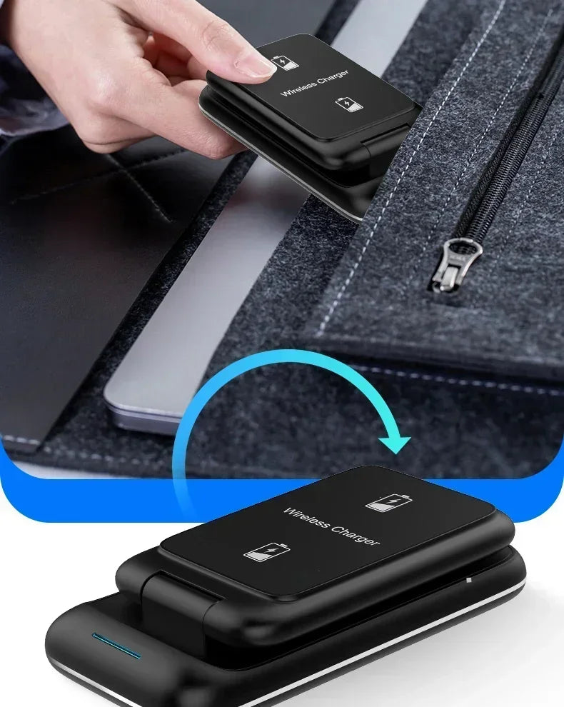 30W Fast Charging Dock Station 3 in 1 Foldable Wireless Charger Stand For iPhone 16 15 14 13 12 11 iWatch 8 7 6 Airpods Pro