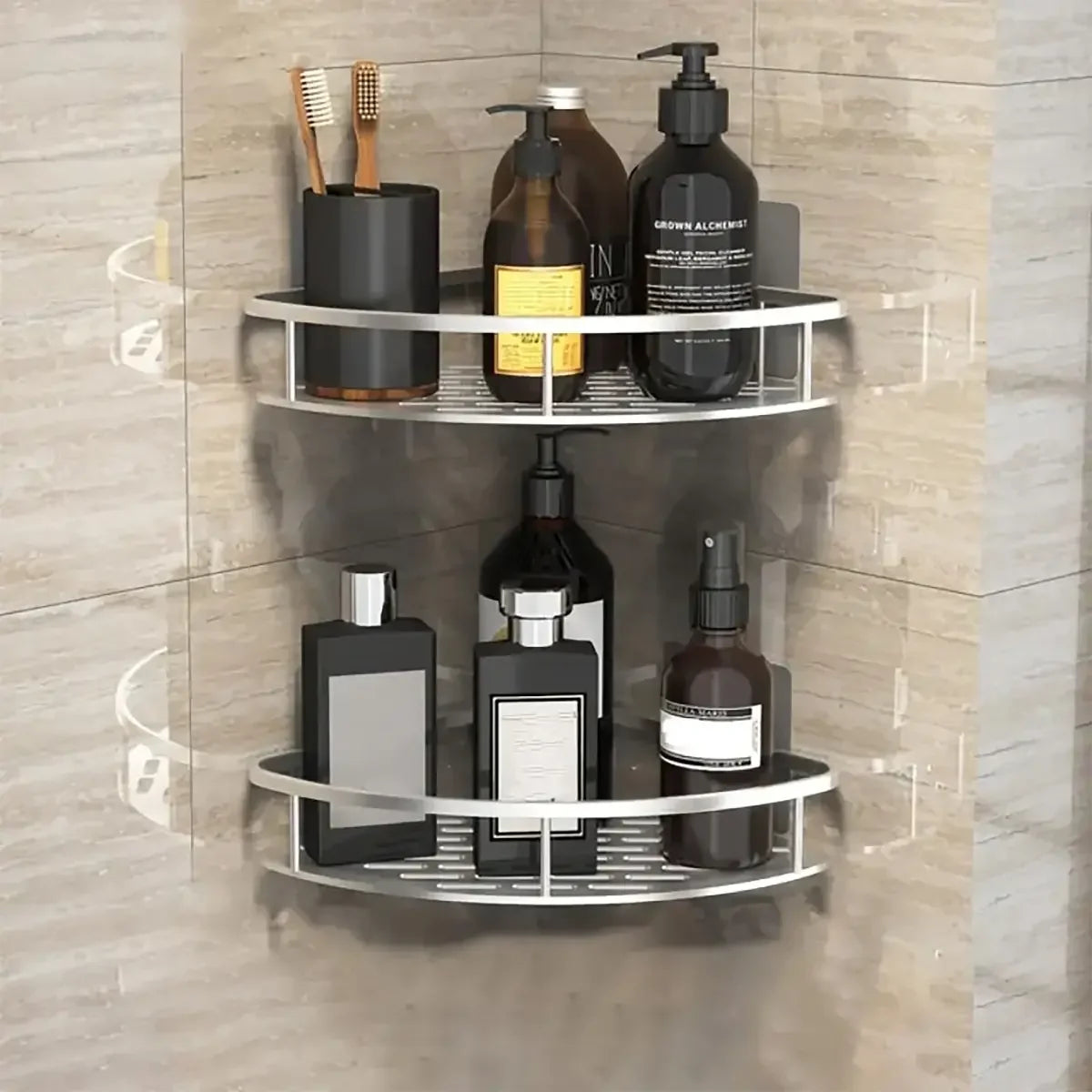Bathroom Storage - No Drill - Wall Mount - Corner Shelf