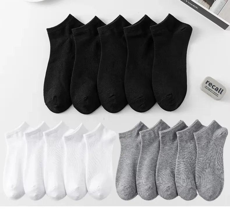 10 Pairs Women/Men Boat Socks Invisible Low Cut Silicone Non-slip Summer No-show Ankle Socks Solid Color Casual Breathable