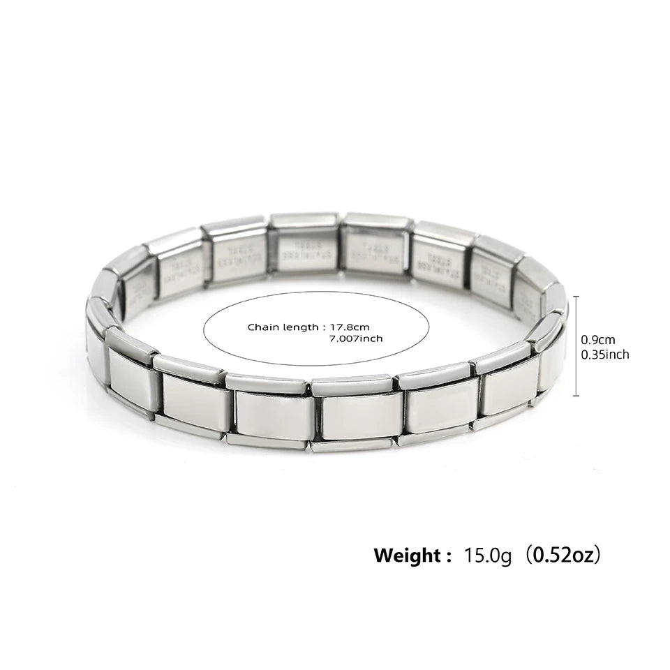 RAKOL Classic Stainless Steel Pendant Italian Chain Link Men Women Suitable For 9mm Bracelet Making DIY Steel Module Tools