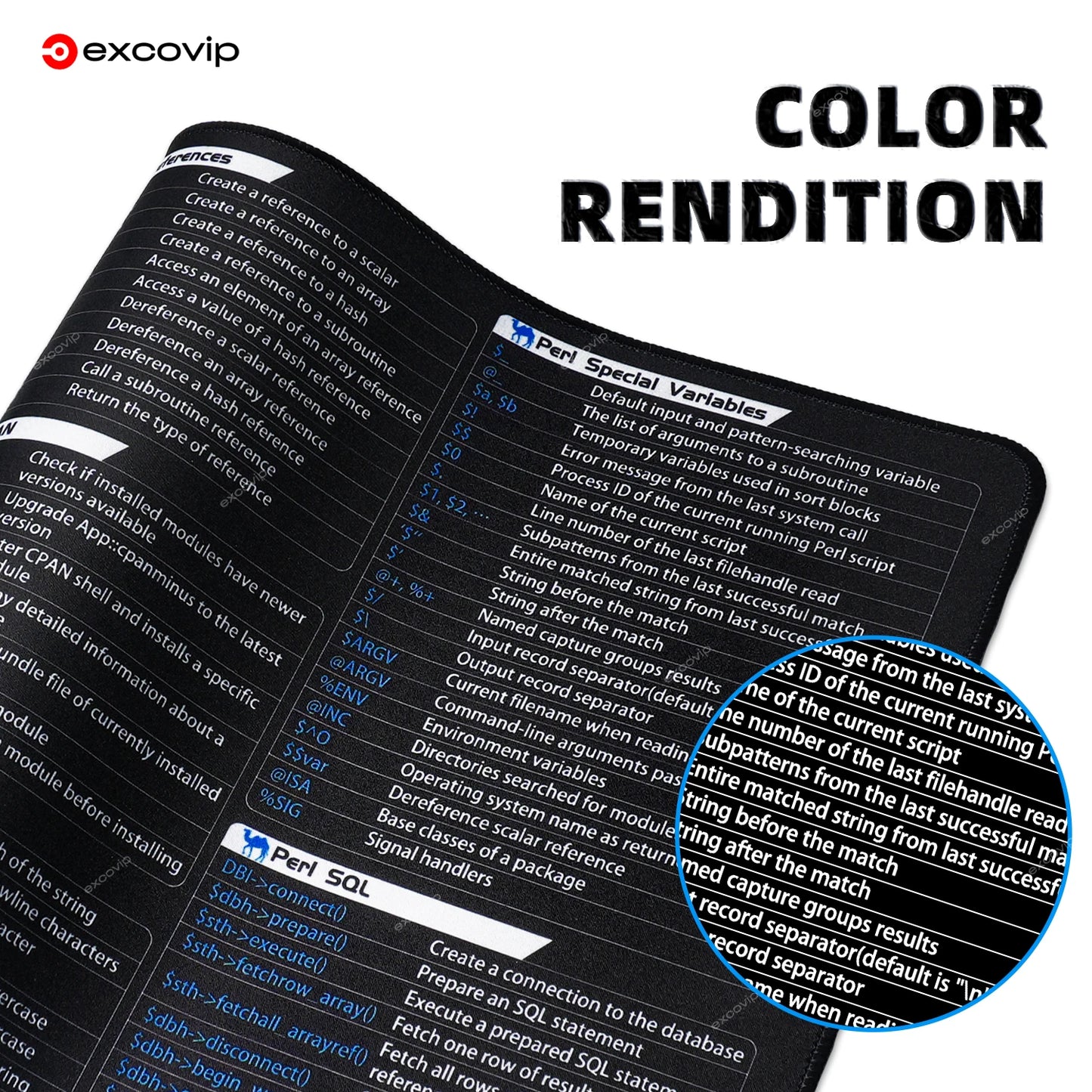 EXCO Perl Programming Mouse Pad Large for System Administration Web Development Engineer Shortcuts Mousepad Computer Desk Mat