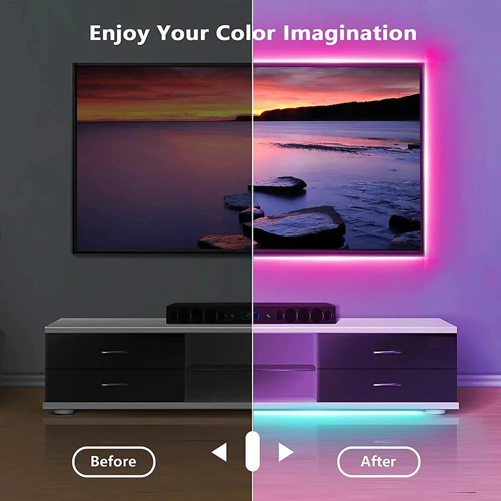 5V RGB 5050 LED Light Strip Tape USB Bluetooth With 24Keys Remote Control Color Change Flexible Lamp Tape Ribbon Diode For Home
