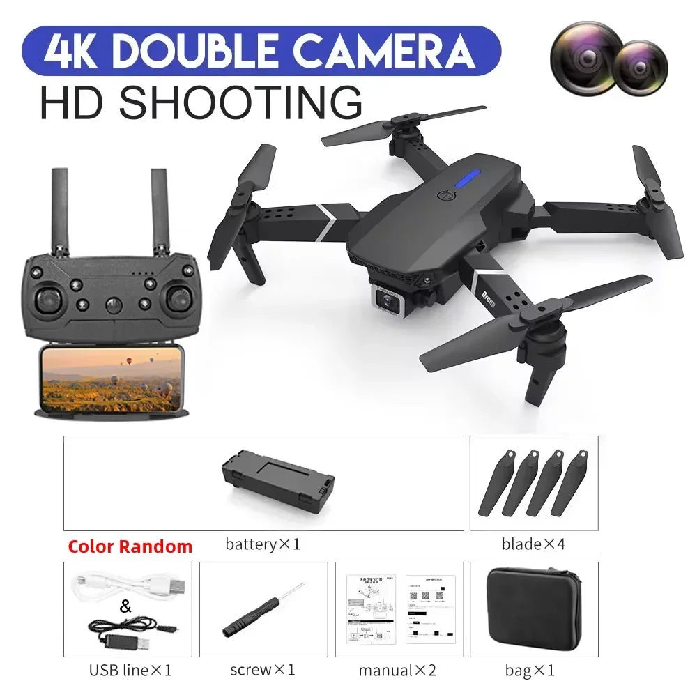 New E88 Pro WIFI FPV Drone Wide Angle HD 4K 1080P Camera Height Hold RC Foldable Quadcopter Dron Helicopter Toys Gift