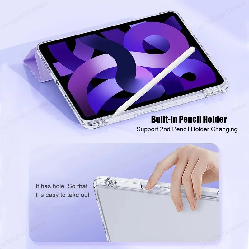 For iPad Air 5 Air 6 A16 11th M3 iPad Pro 11 12.9 13 10 Gen 10.5 10.2 9th 8th 6th 5th 9.7" Mini 7 6 Smart Case with Pen Holder