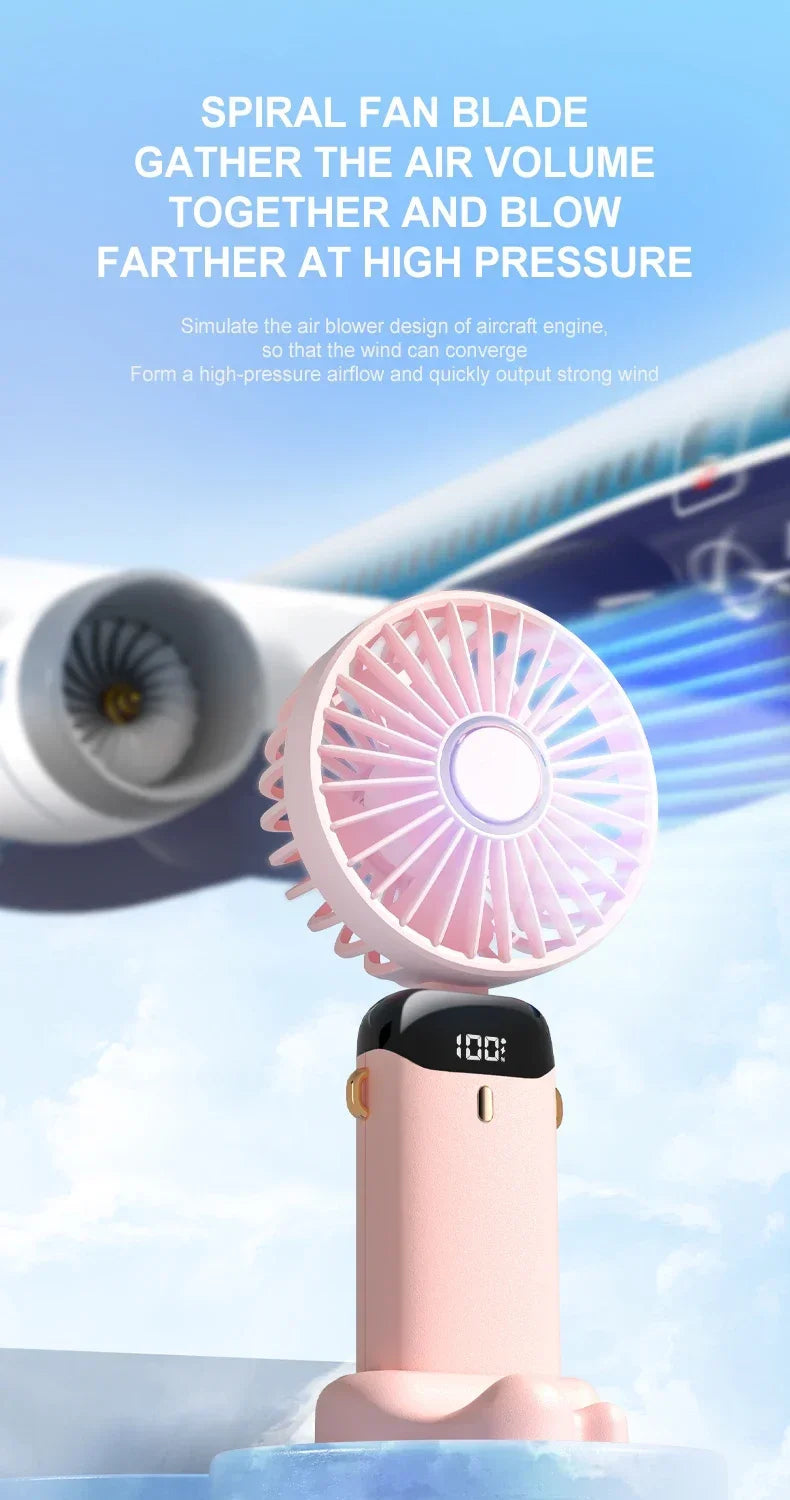 Foldable Portable Desk/Neck Hanging 5 Speed USB Rechargeable Fan