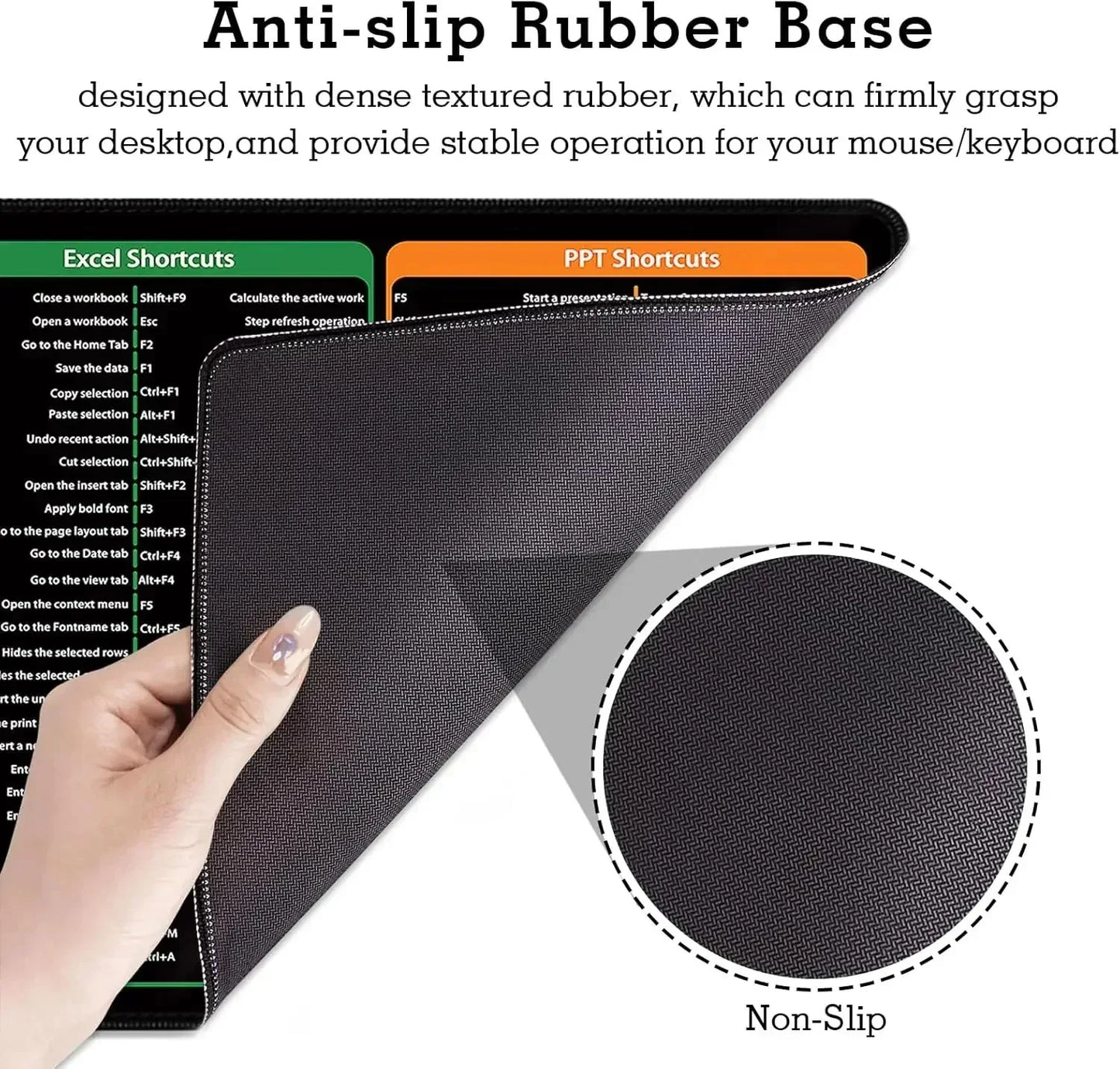 Excel mouse pad Word PowerPoint Shortcut Cheat Sheet Desk Pad NonSlip OfficeandGaming MousePad Windows Keyboa