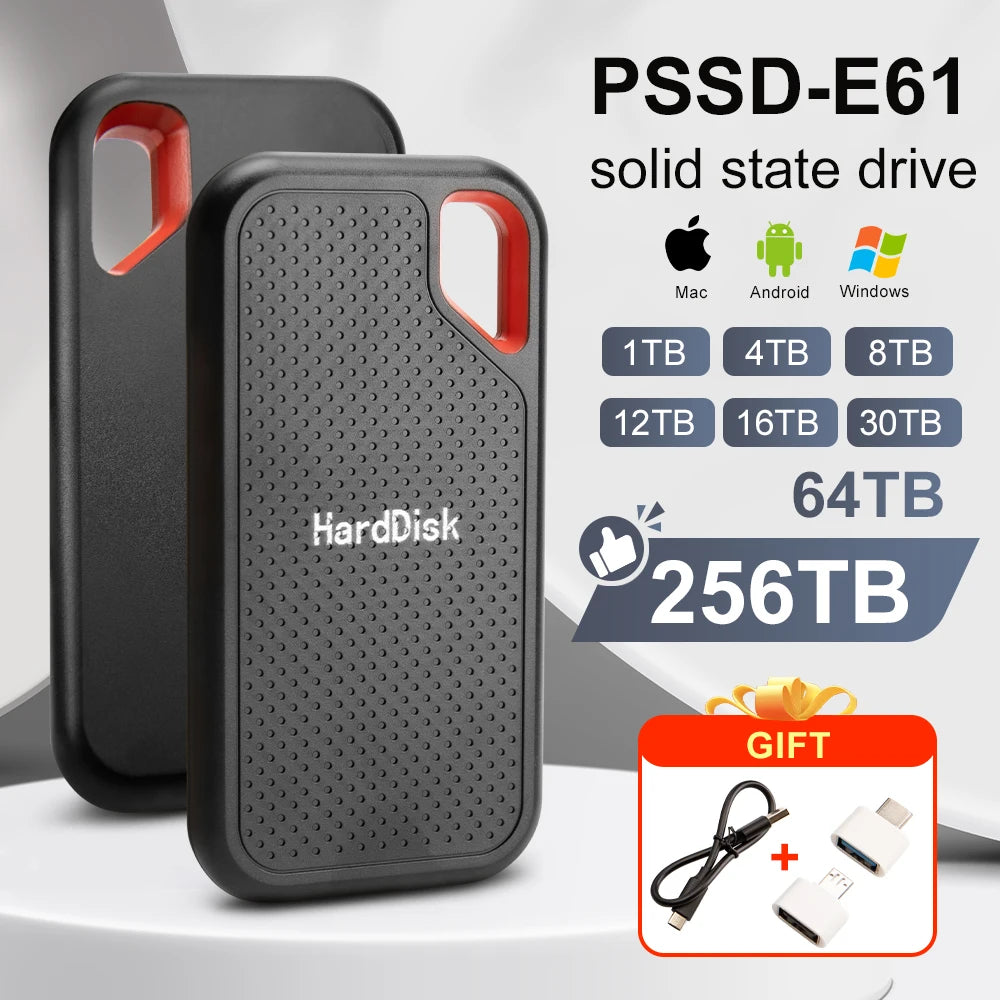 Mobile hard disk large capacity 256TB SSD solid state hard disk external hard disk HDD suitable for laptop/PC/iPadUSB3.1 origina