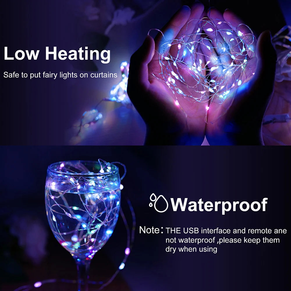 Solar Curtain Light LED Outdoor Waterloo Garland Decoration String Lights Yard Christmas Fairy Garland String Lights