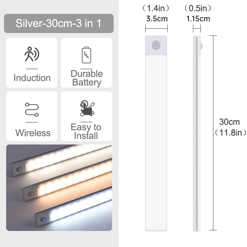 10/20/30/40/60CM Night Light USB Rechargeable Motion Sensor Led Light