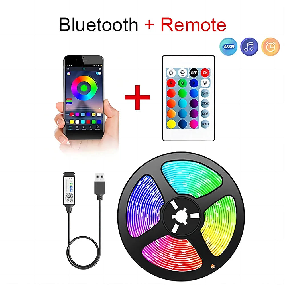 5V RGB 5050 LED Light Strip Tape USB Bluetooth With 24Keys Remote Control Color Change Flexible Lamp Tape Ribbon Diode For Home