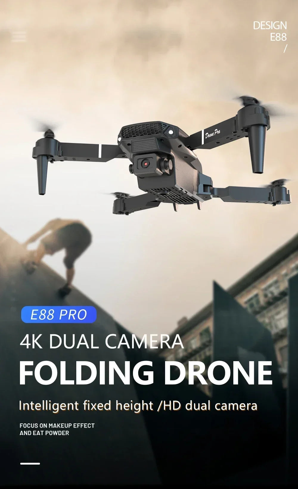 New E88Pro RC Drone 4K Professinal With 1080P Wide Angle Dual HD Camera Foldable RC Helicopter WIFI FPV Height Hold Apron Sell