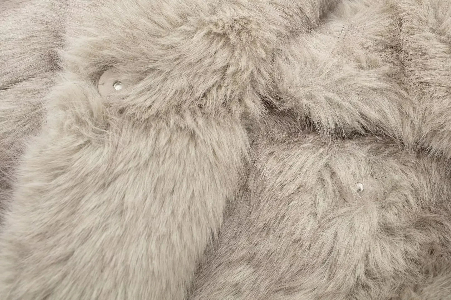 TRAFZA Women Fashion Cropped Faux Fur Jacket Coat Long Sleeve Front Snap-button Female Outerwear Chic Lapel Collar Thick Coat