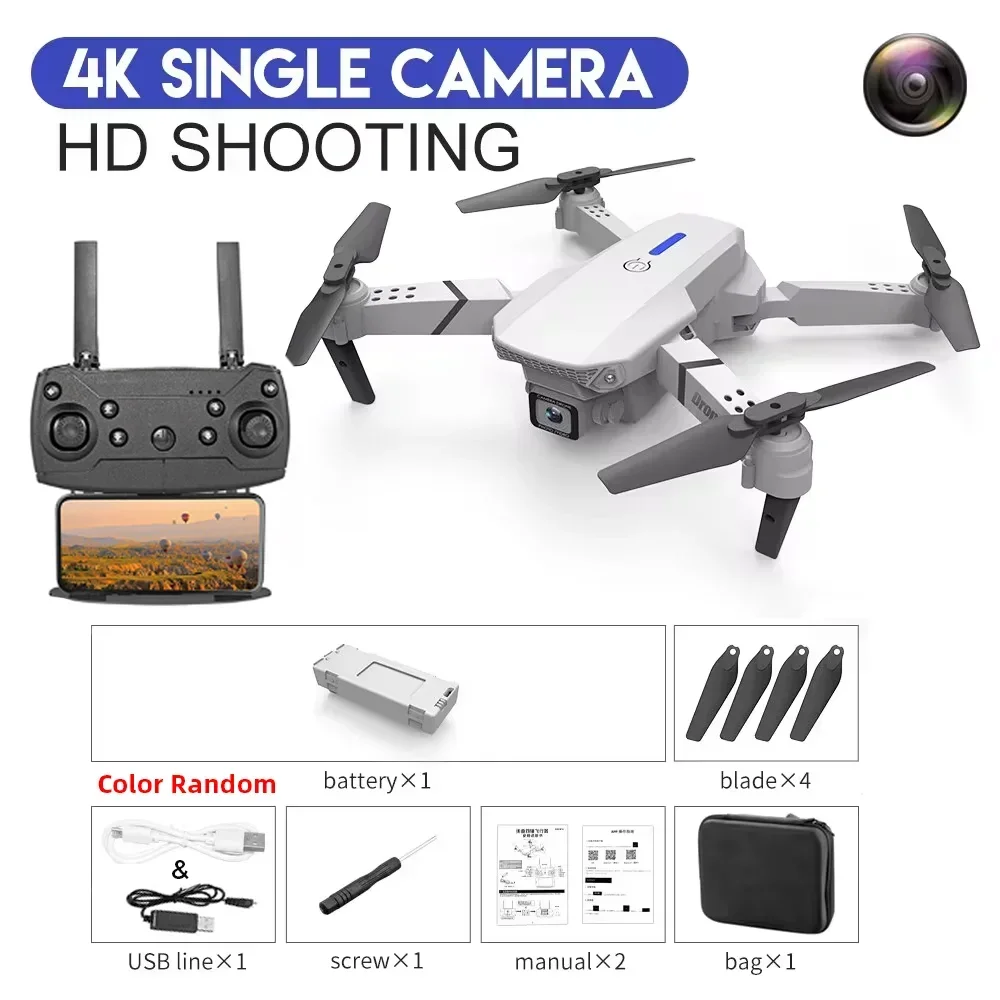New E88 Pro WIFI FPV Drone Wide Angle HD 4K 1080P Camera Height Hold RC Foldable Quadcopter Dron Helicopter Toys Gift