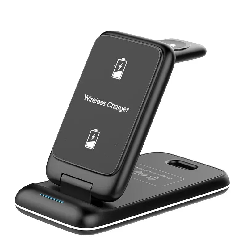 30W Fast Charging Dock Station 3 in 1 Foldable Wireless Charger Stand For iPhone 16 15 14 13 12 11 iWatch 8 7 6 Airpods Pro