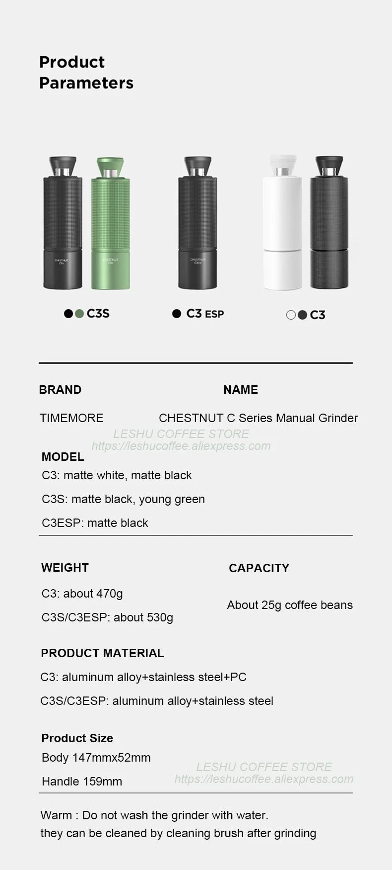 TIMEMORE Chestnut C3S / C3ESP Manual Coffee Grinder