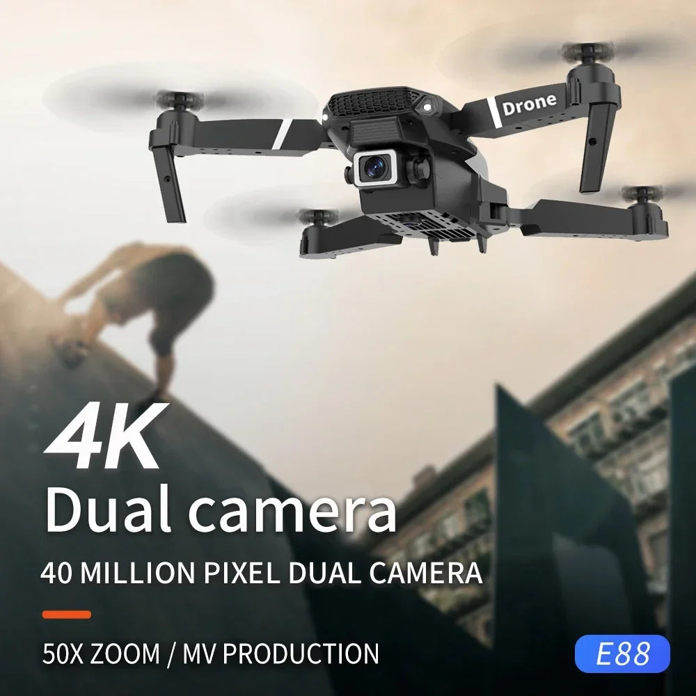 New E88 Pro WIFI FPV Drone Wide Angle HD 4K 1080P Camera Height Hold RC Foldable Quadcopter Dron Helicopter Toys Gift