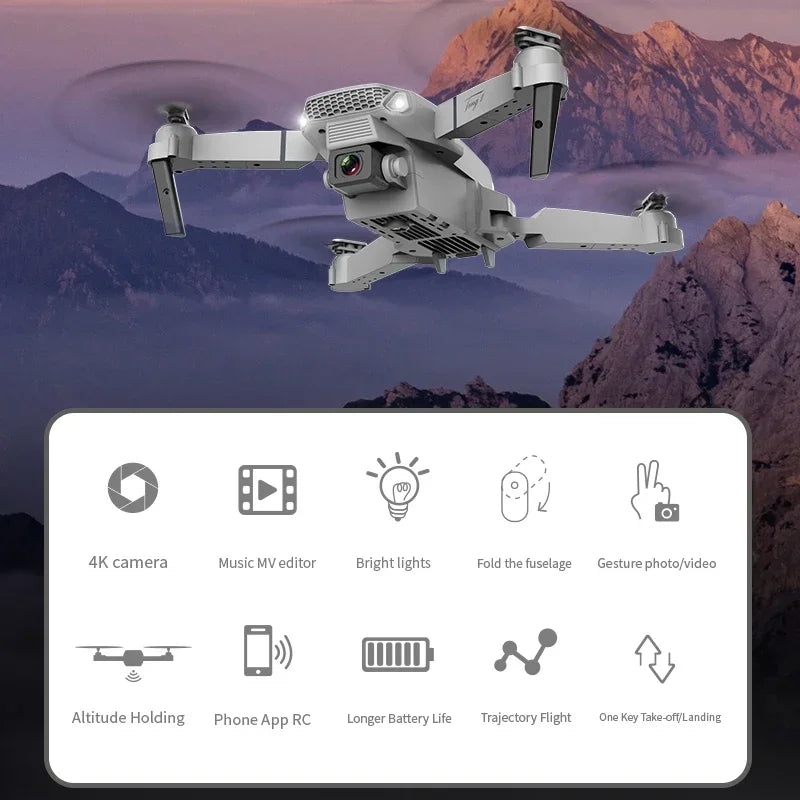 New E88 Pro WIFI FPV Drone Wide Angle HD 4K 1080P Camera Height Hold RC Foldable Quadcopter Dron Helicopter Toys Gift
