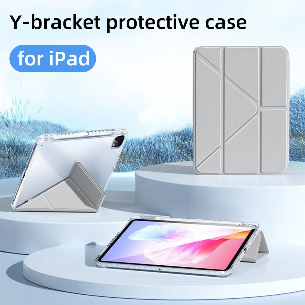 For iPad 10th Generation Case Y-fold Track Clear Cover for Air 4 5 6 10.9in 11in 13in For Air 2 9.7 Pro 11 12.9 13 Mini 6 7 Case