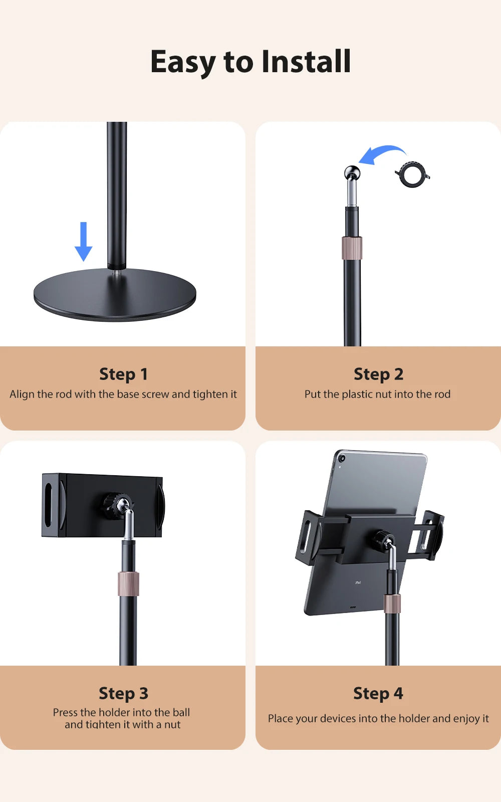 Adjustable Monitor Stand Height Portable Vesa Monitor Tablet Holder Up To 24Cm Standing Tablet Bracket Desk Mount Wider Base