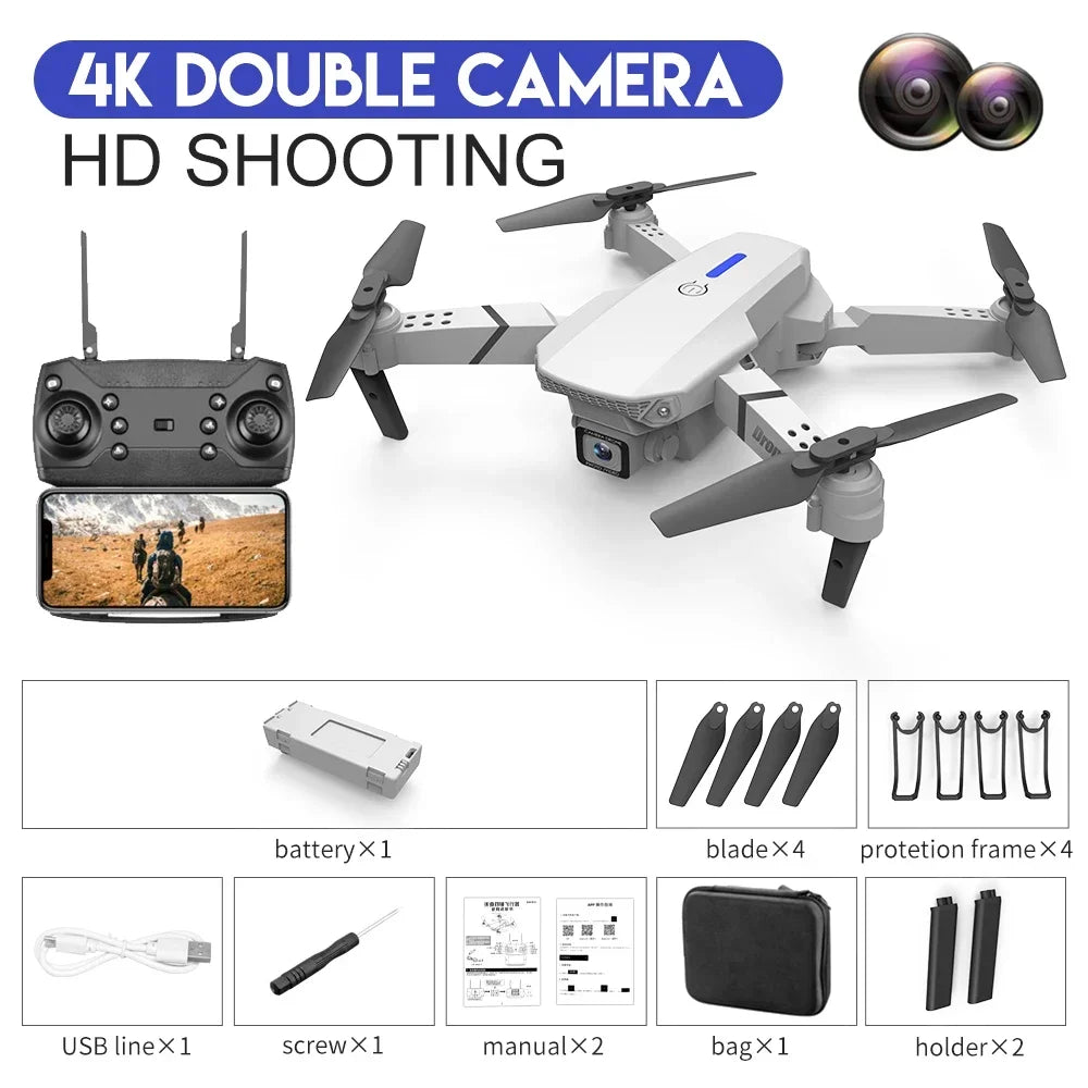 New E88 Pro WIFI FPV Drone Wide Angle HD 4K 1080P Camera Height Hold RC Foldable Quadcopter Dron Helicopter Toys Gift