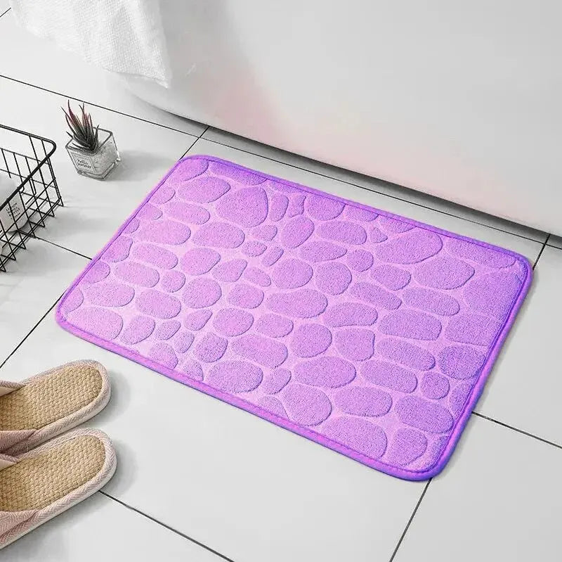 1pc embossed fiber anti slip pebble floor mat