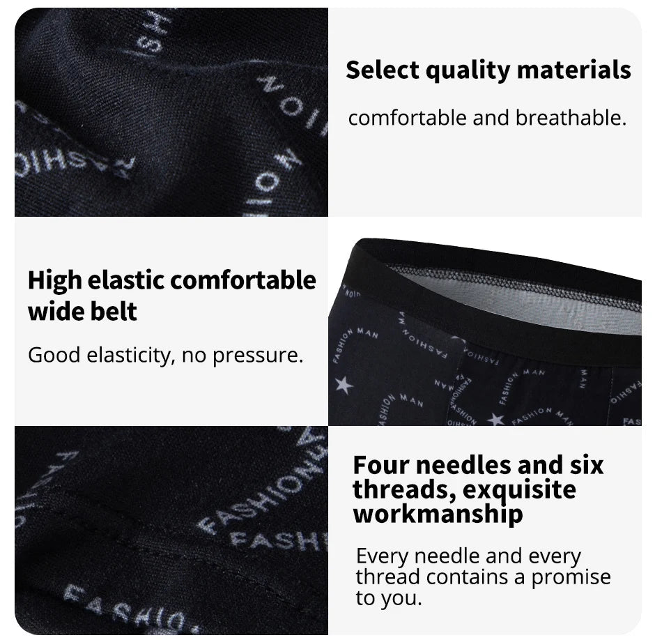4 Pack men's fashion printed underwear for leisure and comfort, plus size underwear for teenagers, swimming trunks max 5XL.6XL