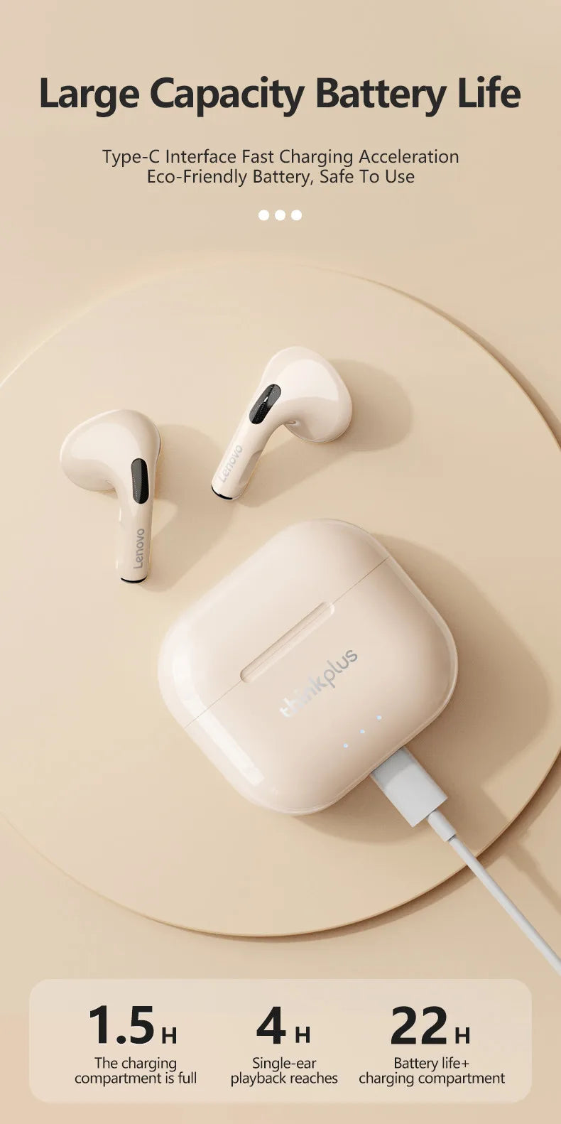 Lenovo LP40 Plus Wireless Bluetooth V5.3 Earphones