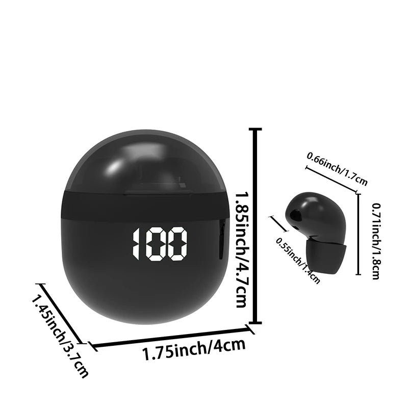 Ultra Small Mini Bluetooth 5.3 Headset Digital Display Wireless Touch Invisible Headphones Noise Reduction Sleep Earbud With Mic