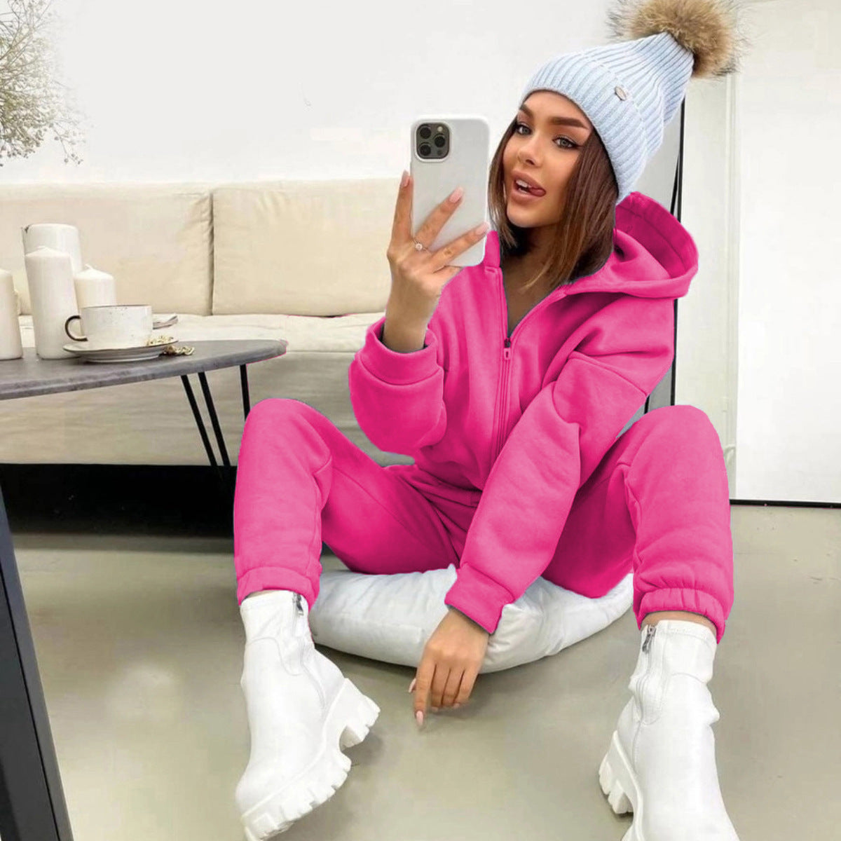 Women's Long-sleeved Casual Hooded Sports Suit Two-piece Suit