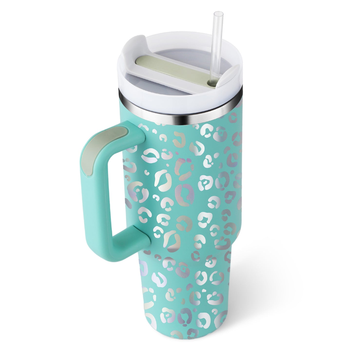 40 Oz Tumbler With Handle Straw, Insulated, and Stainless Steel