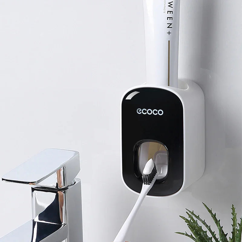 Wall Mounted Automatic Toothpaste Dispenser & Holder Set