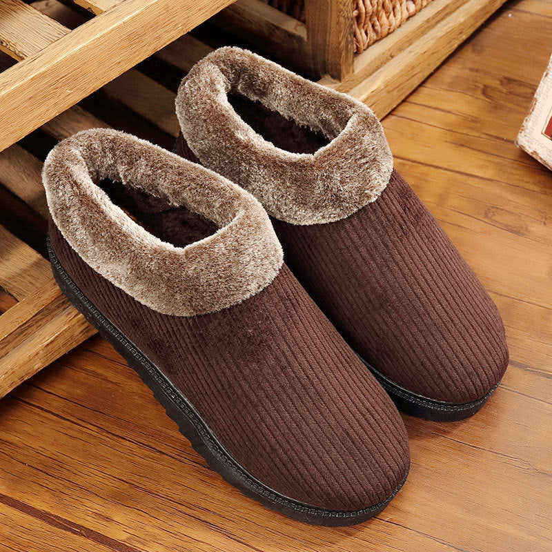 Winter Men's New Casual Cotton Shoes Tendon Thickening Bottom Home Warm Shoes Men's Plus Velvet Thick Cotton Boots Men
