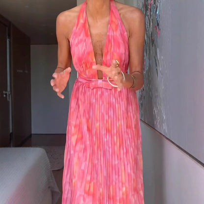 Women's Clothing Sexy Deep V Lace-up Backless Dress