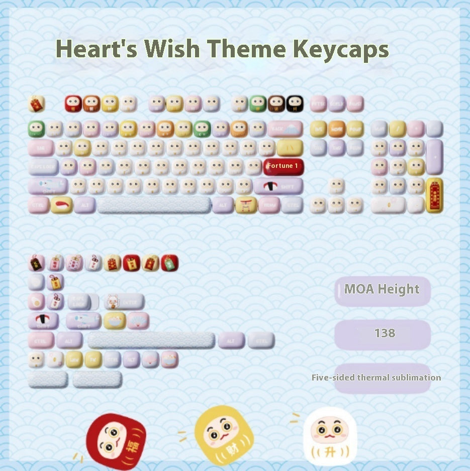 Watermelon Theme Five-sided Sublimation MOG Height PBT Small Steamed Bun Key Cap Mushroom Type