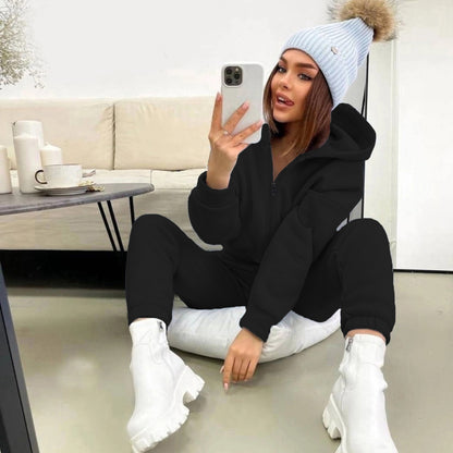 Women's Long-sleeved Casual Hooded Sports Suit Two-piece Suit